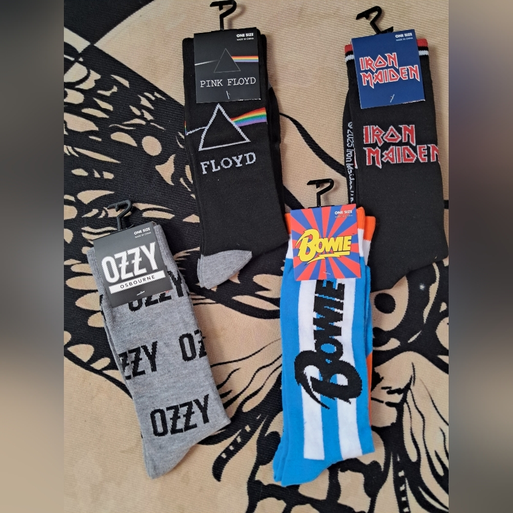 SOLD OUT! Pink Floyd Iron Maiden Bowie Unisex Socks - Picture 1 of 11